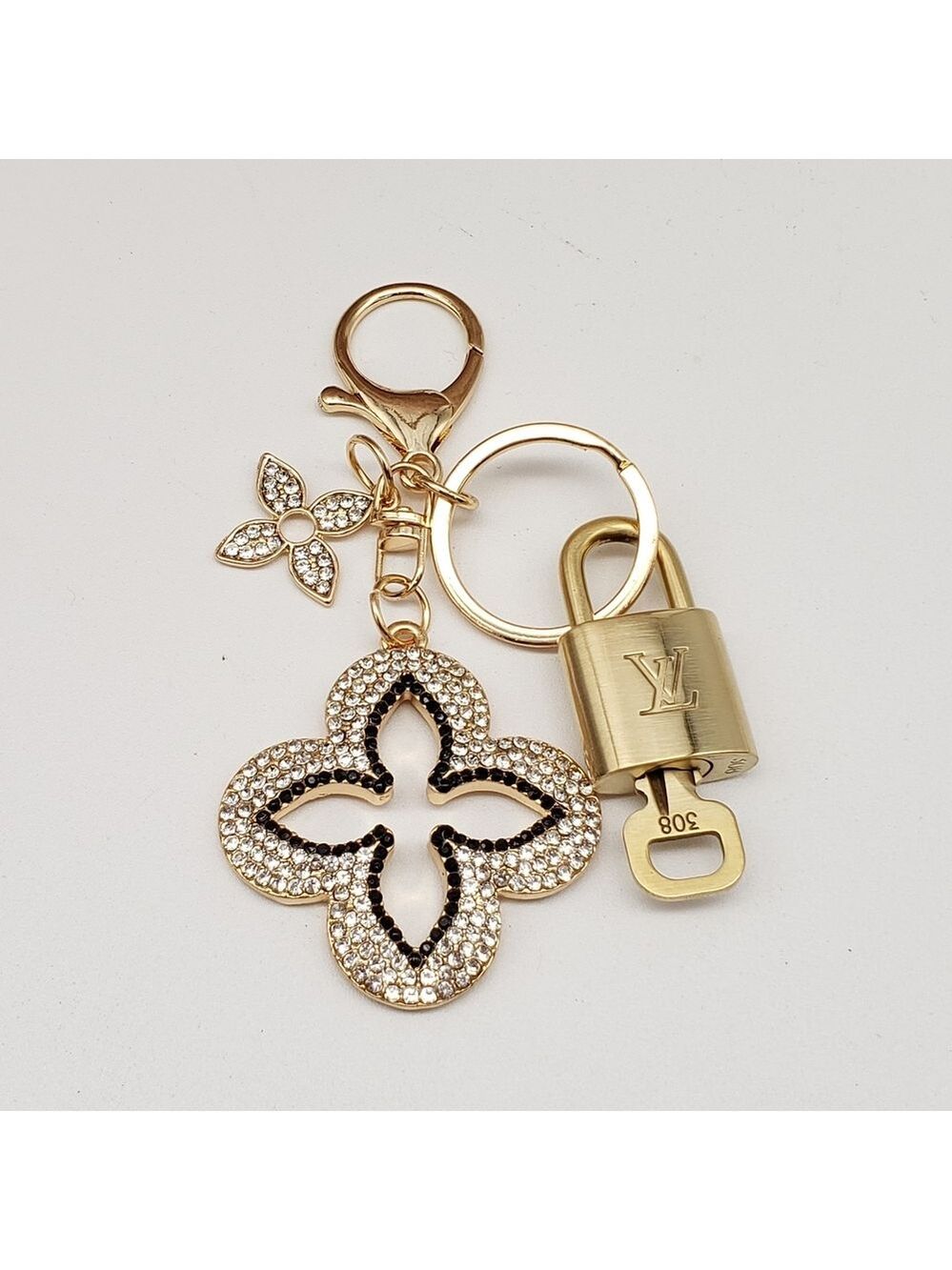 Louis Vuitton Gold Lock 🔑 Authentic LV Padlock + Unbranded Clover Bag Charm